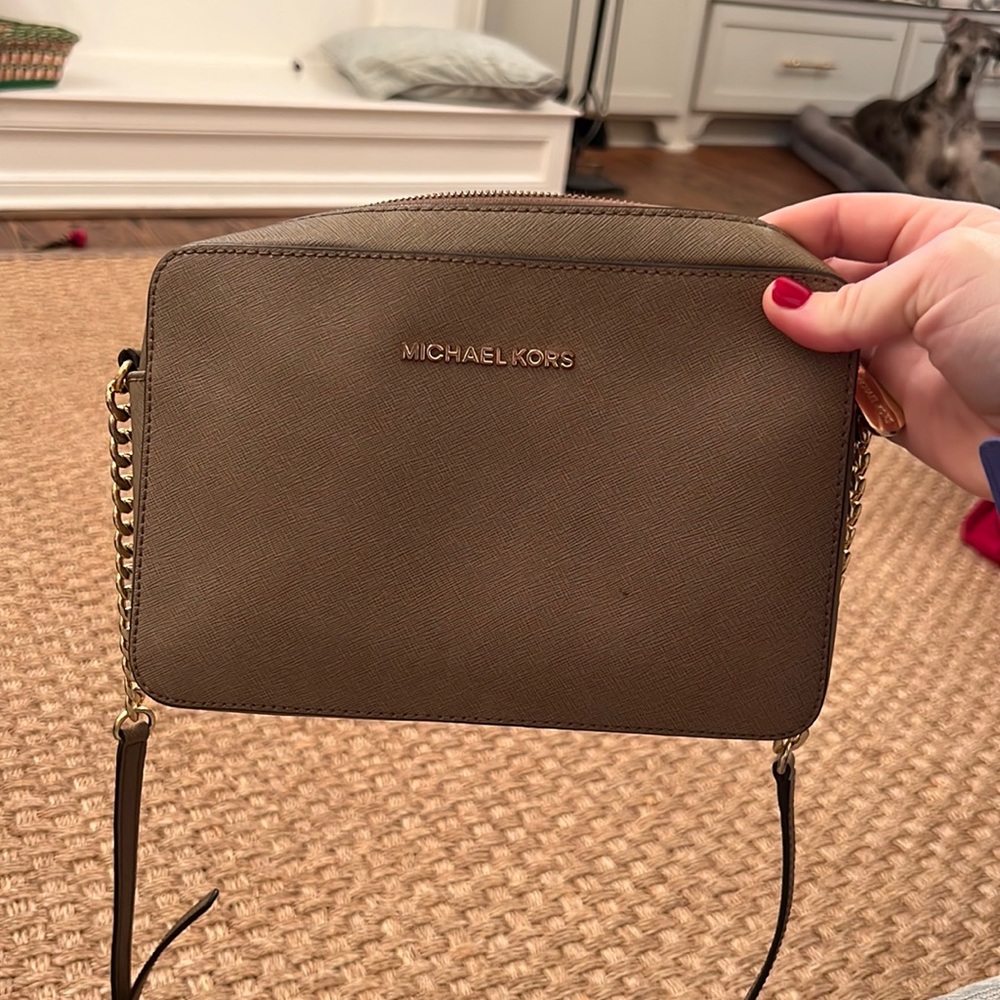 Michael Kors taupe crossbody purse